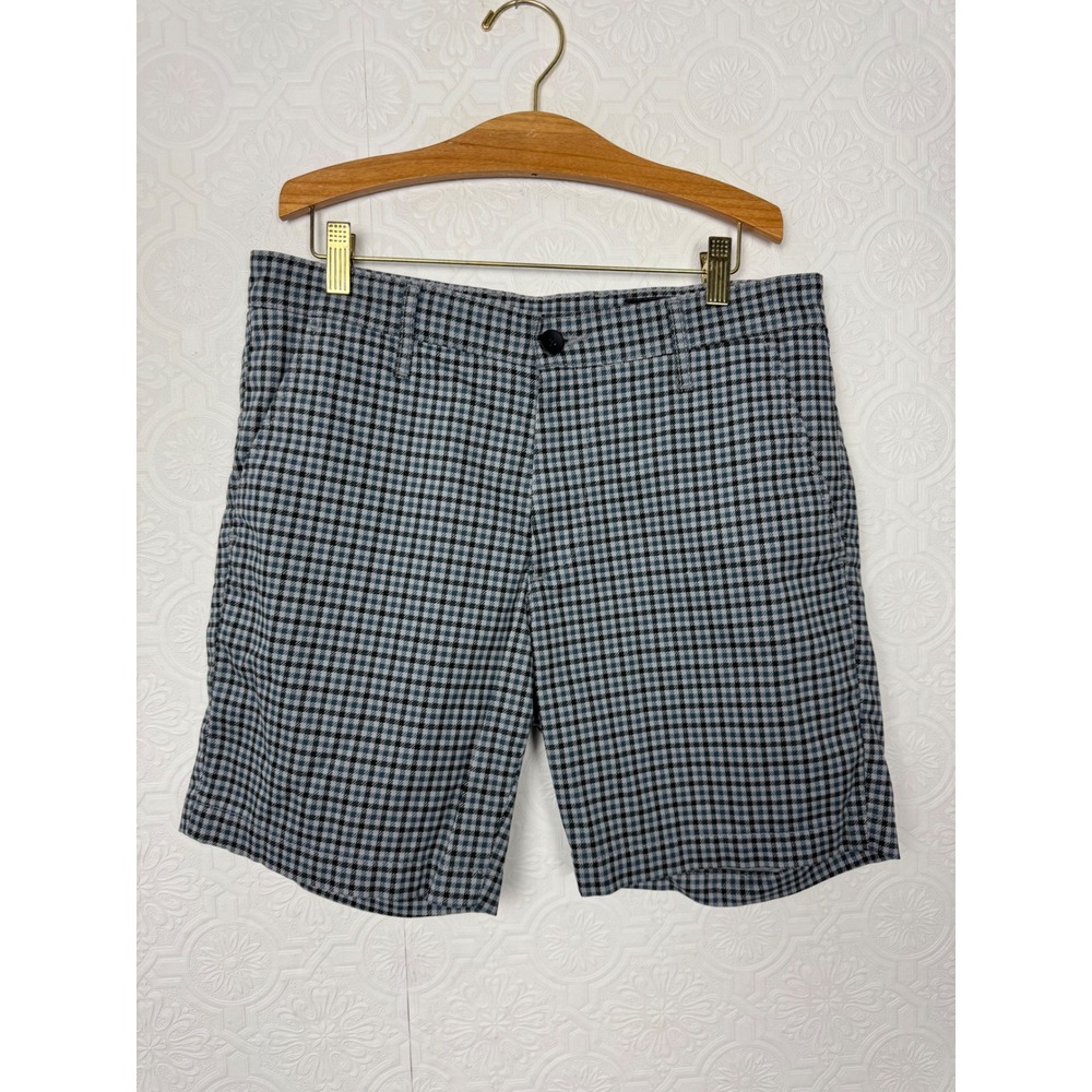 AG Adriano Goldschmied Griffin Relaxed Shorts Blue Grey Houndstooth Mens 31R